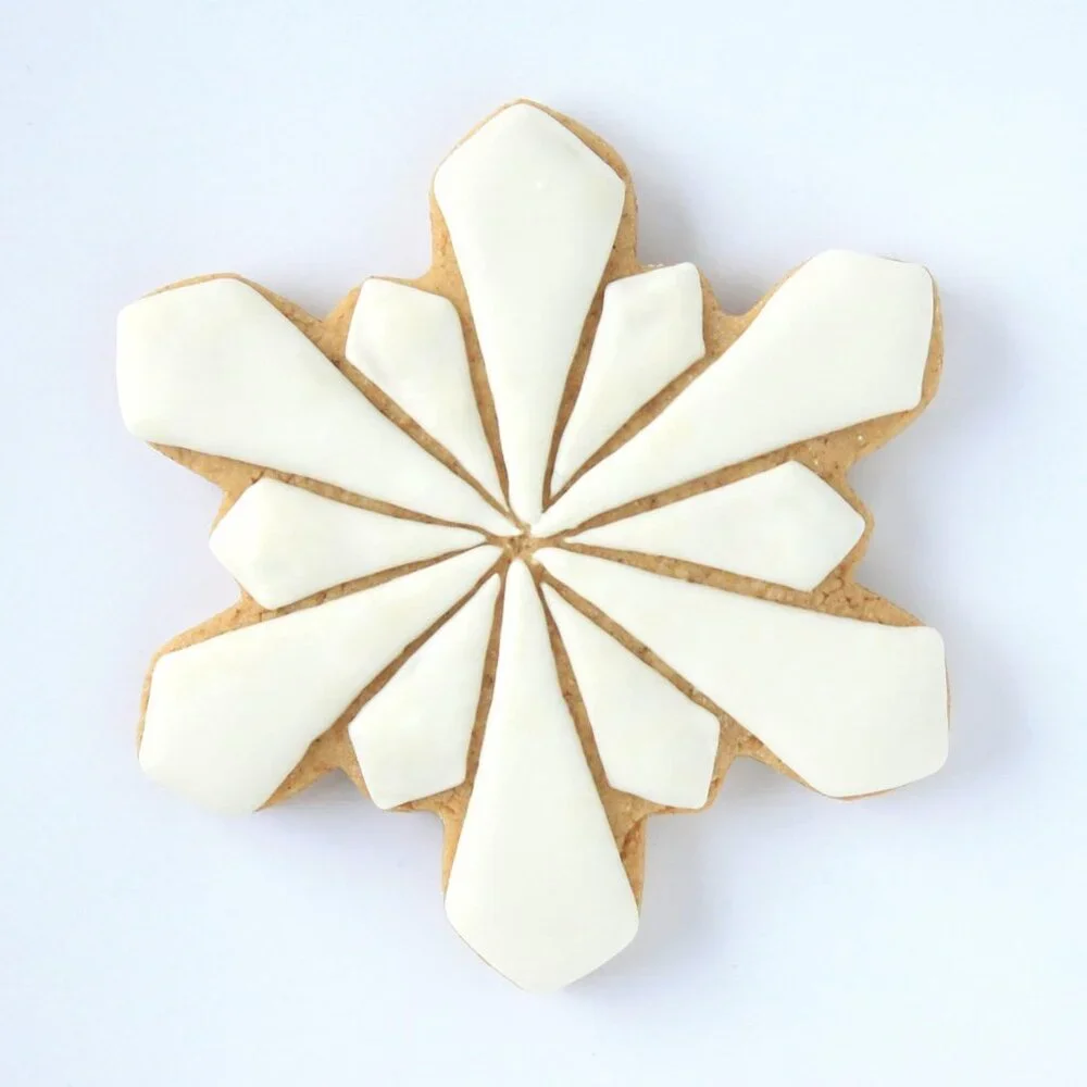 4-Inch Geometric Snowflake Cookie Cutter in Silver - Handcrafted by Ann Clark